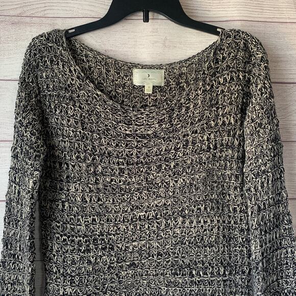 Ruby Moon Black and Cream Knit Weave Sweater Pullover Long Sleeve Size Small - Picture 2 of 12
